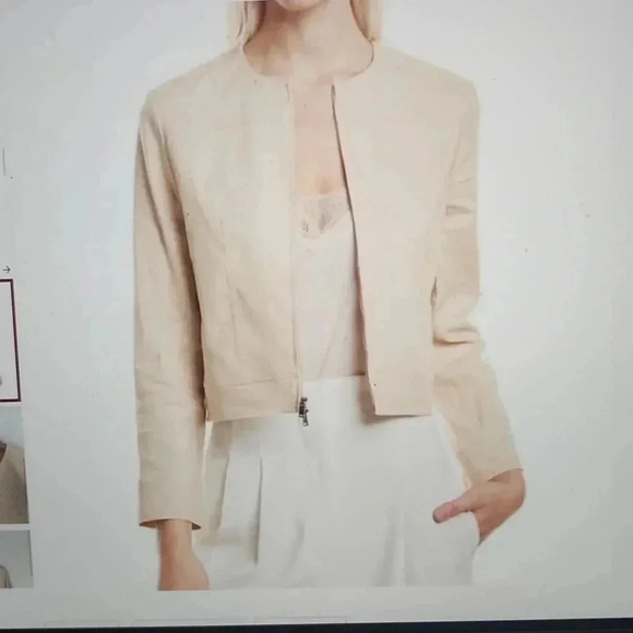 THEORY LINEN BLEND MOTO JACKET - Picture 3 of 6